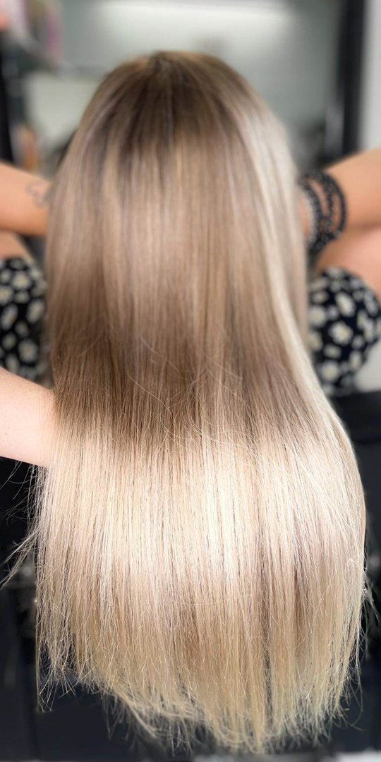 Après, Balayage sur longueurs, base châtain