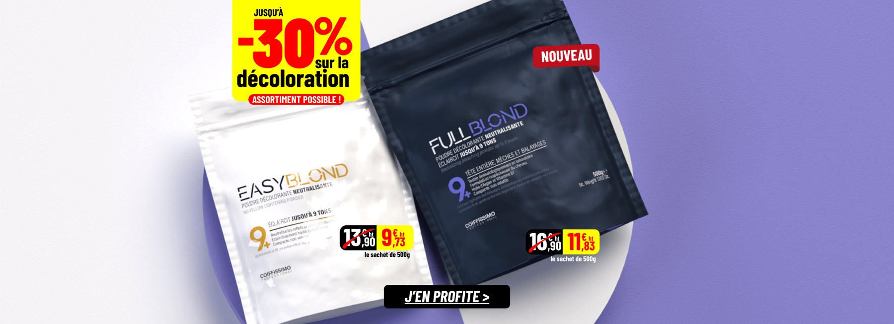Jusqu'à -30 % sur la décoloration, FULLBLOND et EASYBLOND