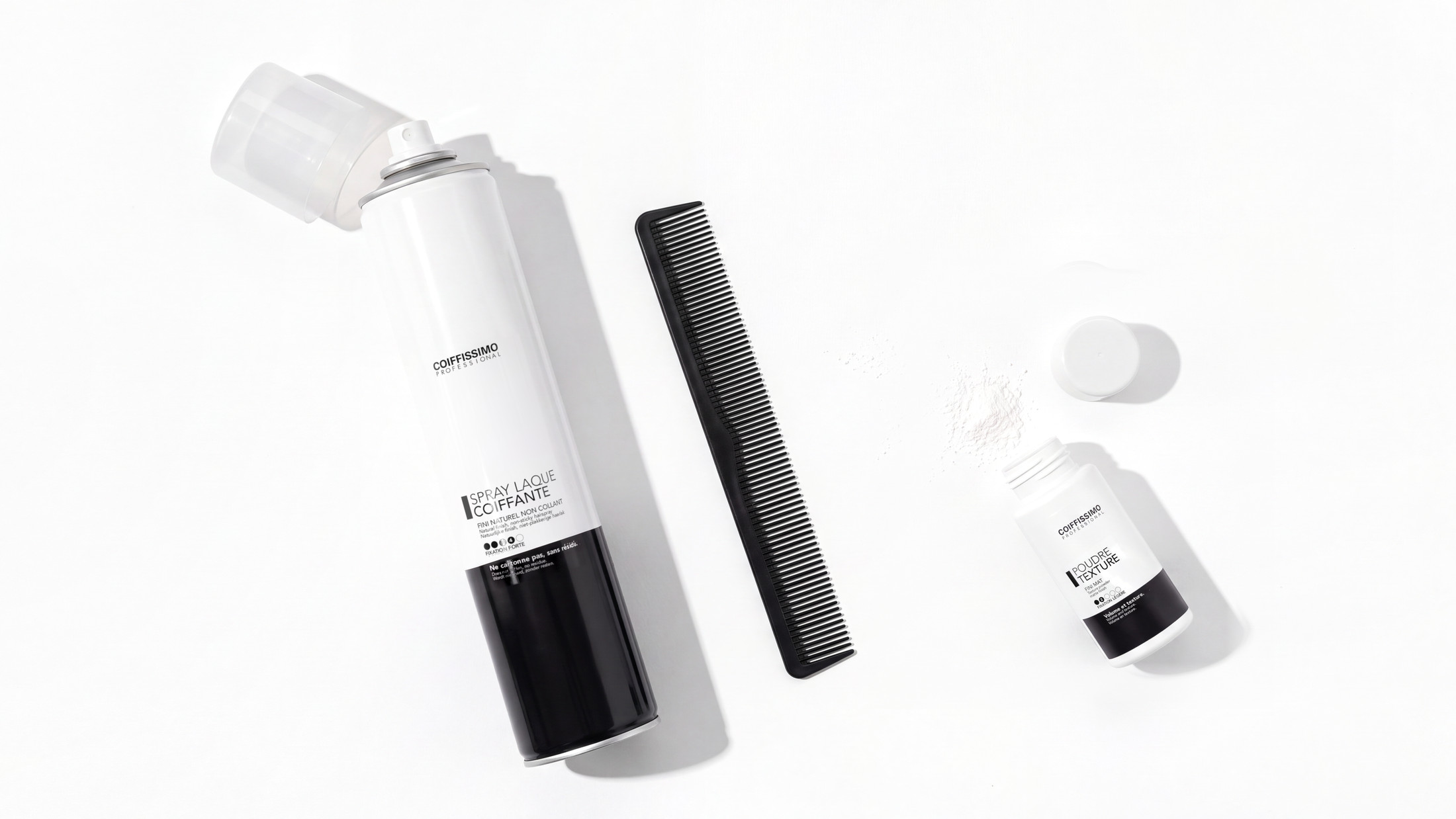Spray laque coiffante avec la poudre texture Coiffissimo, vue de dessus