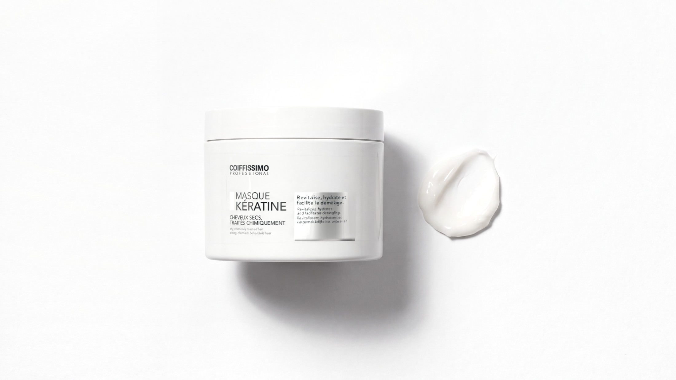 Masque kératine et sa texture, vue de dessus