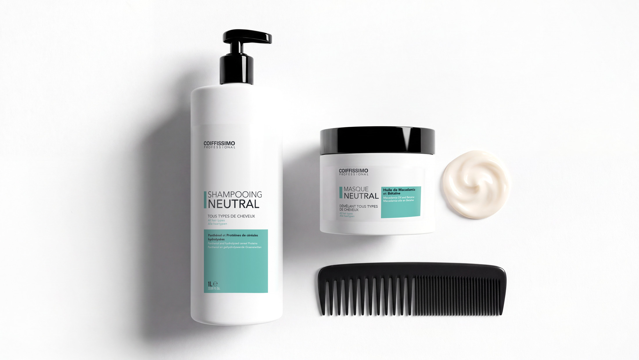 Masque usage fréquent avec le shampooing usage fréquent, vue de dessus