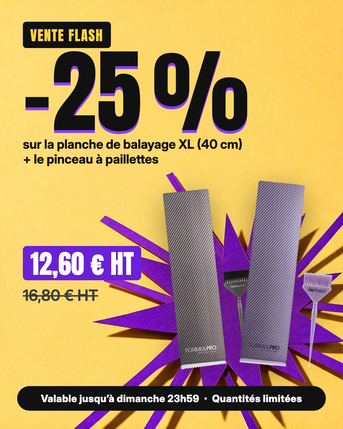 Vente flash -25 % : Planche à balayage carbone XL (40 cm) + pinceau à paillettes