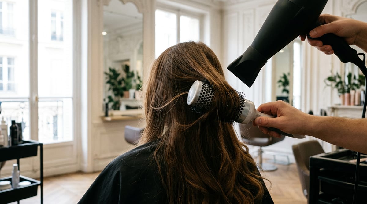 Brushing en salon avec une brosse thermique Konflex